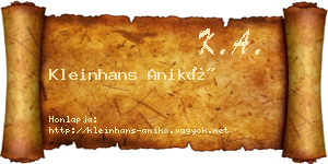 Kleinhans Anikó névjegykártya